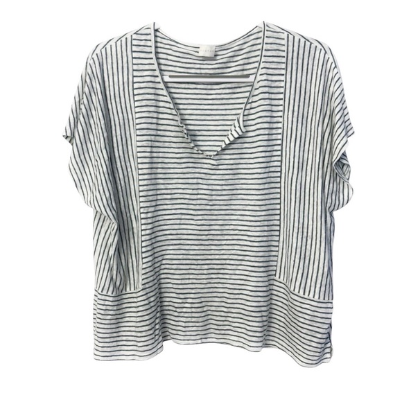 Poetry Striped Linen Boxy Tee Top - Picture 1 of 6